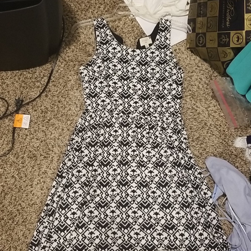 Black and white fit and flare dress